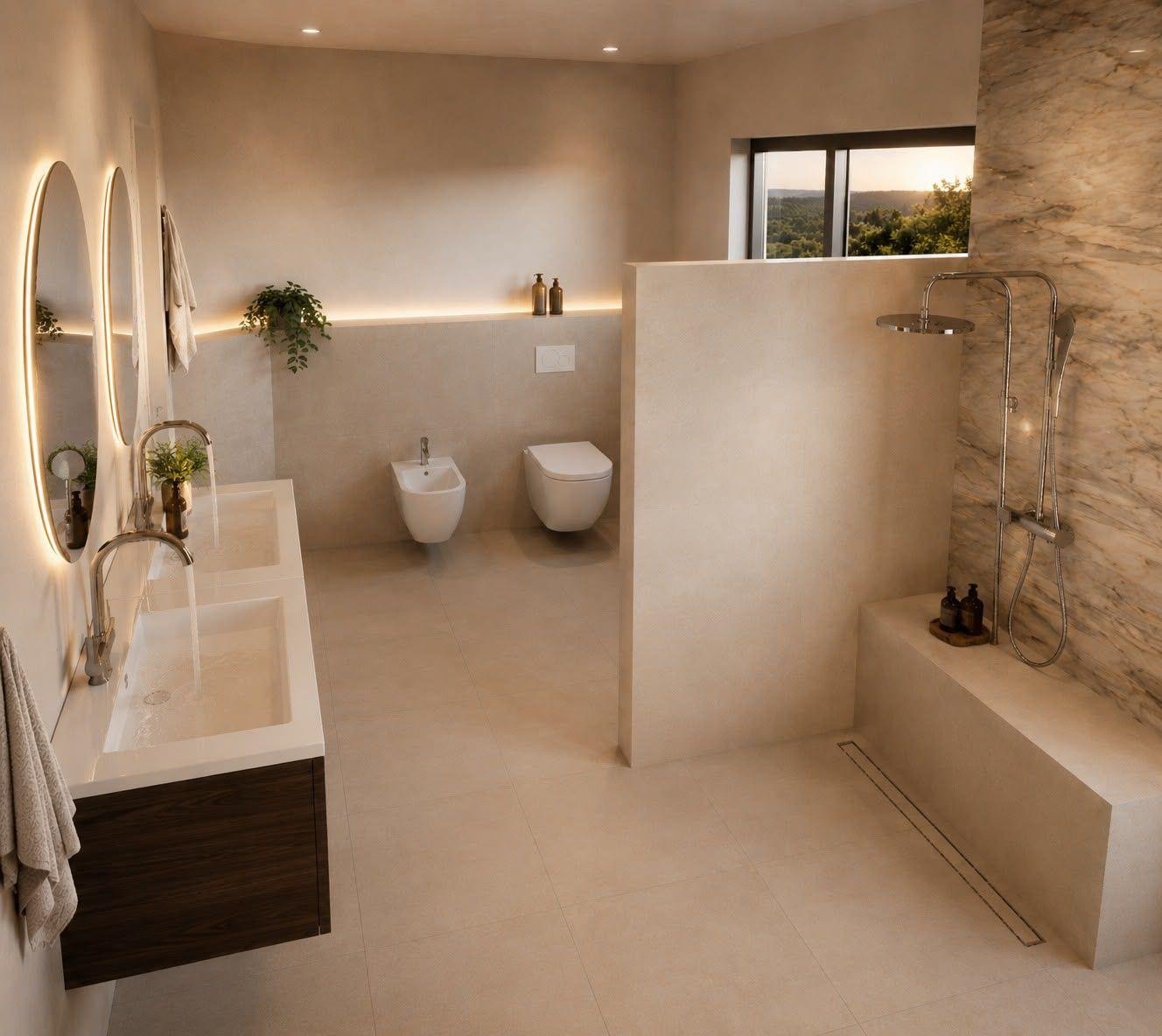 Afgewerkte moderne badkamer